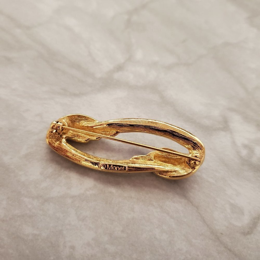 ✨ Vintage Monet Gold Rhinesontes Brooch 1980s 80s ✨ - Picture 2 of 3